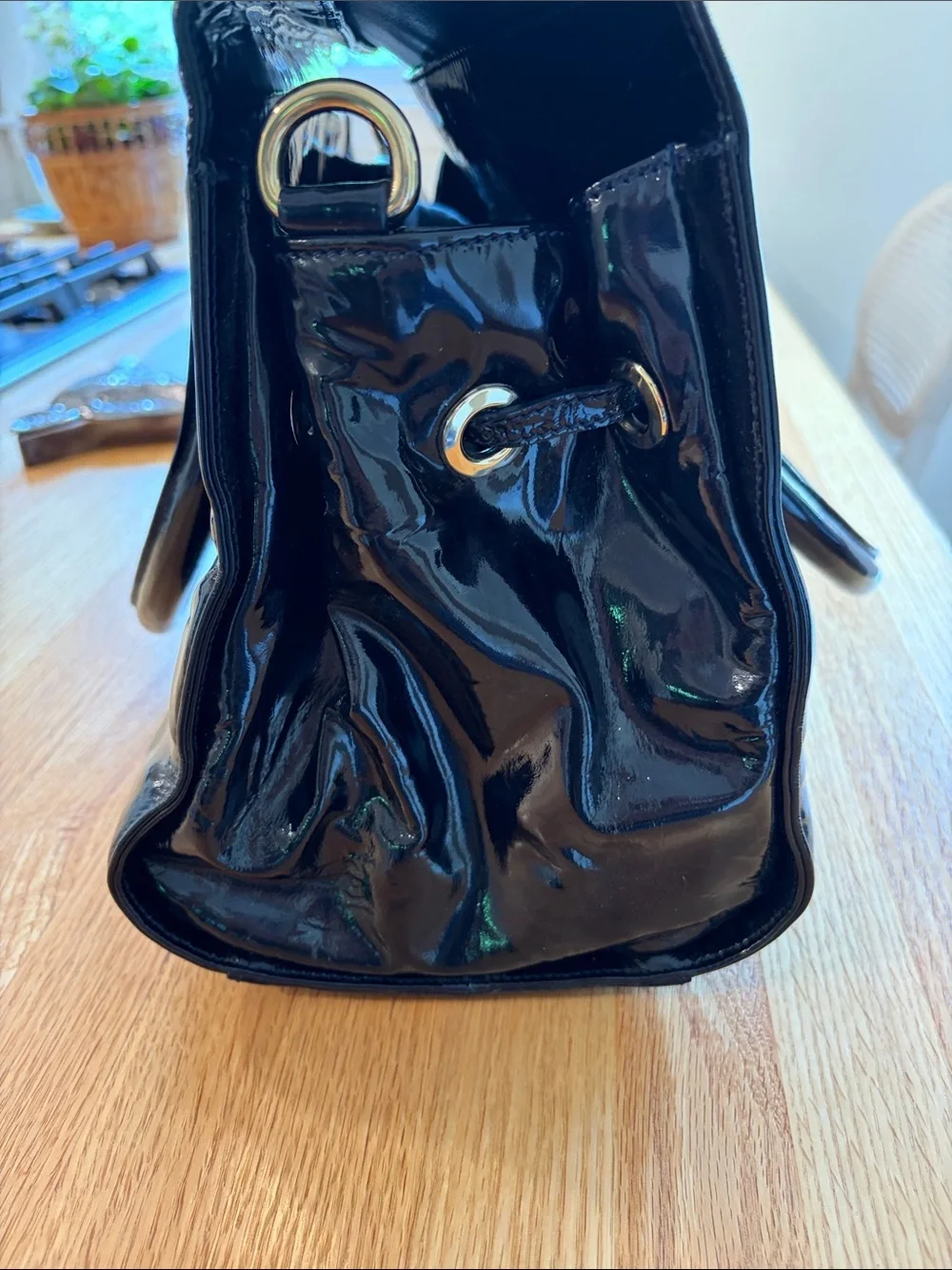 Jimmy Choo Patent Leather Satchel Handbag in Deep Navy